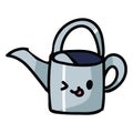 Cute watering can with kawaii face cartoon vector illustration motif set