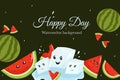 cute watermelon cartoon illustration template background card Royalty Free Stock Photo