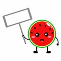 Cute watermelon character with speech board