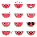 Cute watermelon emoji set Royalty Free Stock Photo