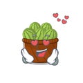 Cute watermelon fruit basket cartoon character showing a falling in love face Royalty Free Stock Photo