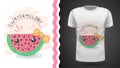 Cute watermelon - idea for print t-shirt. Royalty Free Stock Photo