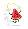 Cute watermelon jumping rope outdoor