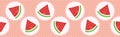 Cute watermelon polka dot vector illustration. Seamless repeating border pattern.