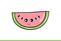 Cute watermelon slice with face Illustration.