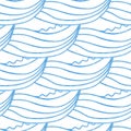 Cute waves hand drawn seamless pattern. Can be used for wallpaper, pattern fills, web page background