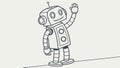 Cute Waving Robot Outline for Technology and AI Themes, vector design Generative AI Royalty Free Stock Photo