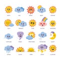 CUTE WEATHER FORECAST EMOJIS COLLECTION Royalty Free Stock Photo