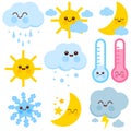 Cute weather icons. Vector illustration set Royalty Free Stock Photo