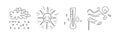 Cute Weather Line Object and Doodle Drawn Element Vector Set