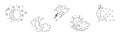 Cute Weather Line Object and Doodle Drawn Element Vector Set