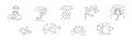 Cute Weather Line Object and Doodle Drawn Element Vector Set