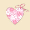 Cute wedding, birthday card, invitation with floral heart