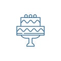 Cute wedding cake line icon concept. Cute wedding cake flat  vector symbol, sign, outline illustration. Royalty Free Stock Photo