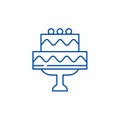 Cute wedding cake line icon concept. Cute wedding cake flat  vector symbol, sign, outline illustration. Royalty Free Stock Photo