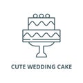 Cute wedding cake vector line icon, linear concept, outline sign, symbol Royalty Free Stock Photo