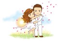 Cute Wedding Couple - for wedding invitation, logo, or wedding business mascot