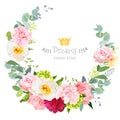 Cute wedding floral vector design round frame. Royalty Free Stock Photo