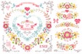 Cute wedding template set.Decor element,floral Royalty Free Stock Photo