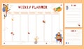 Cute Weekly Planner with autumn hand drawn elements