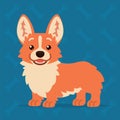 Cute Welsh Corgi standing and smiling. Element for your design, print, chat, sticker. Emoji. Vector illustration of