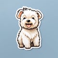 Cute West Highland White Terrier Sticker With Dark Coloured Fur