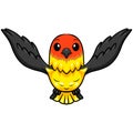 Cute western tanager bird cartoon flying