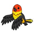 Cute western tanager bird cartoon flying