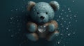 Cute wet teddy bear created with generative AI technology