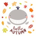 Cute whale in autumn Royalty Free Stock Photo