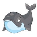 Cute whale character, cartoon illustration, isolated item on white background, vector Royalty Free Stock Photo