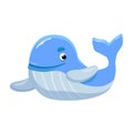 Cute whale. Child's toy. Cartoon style. Isolated on a white background. Vector illustration