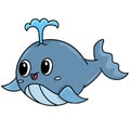 Cute whale doodle kawaii. doodle icon image Royalty Free Stock Photo