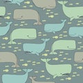 Cute whale seamless pattern