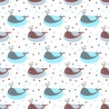 Cute whales seamless pattern