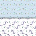 Cute whales and sharks seamless pattern collection.