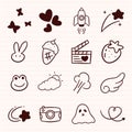 Cute Whimsical Doodle Icons Set Royalty Free Stock Photo