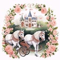 Cute and Whimsical Illustration of Horses and Carriage