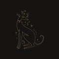 Cute whippet lovely greyhound silhouette on background. Vector Illustration of cute boho dog, adorable pet with flower Royalty Free Stock Photo