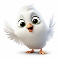 Cute White Bird With Big Eyes - Pixar-style 3d Animation