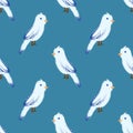 White Birds in Blue Background Patterm