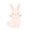 Cute white bunny. Easter and spring character. Vector illustration in flat style