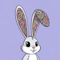 White bunny with colorful swirly ears. Royalty Free Stock Photo