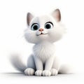 Cute White Cartoon Cat - Disney Animation Style Royalty Free Stock Photo