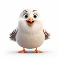 Cute White Cartoon Chick Bird Character In 8k Resolution