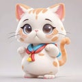 Cute white cat, cute chubby, Generative AI illustration