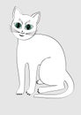 Cute white cat isolated cartoon on light gray background.