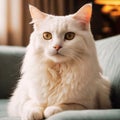 Cute white cat on the sofa Royalty Free Stock Photo