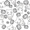 Cute White Cats And Cristals Kids Pattern Seamless