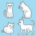 Cute white cats set